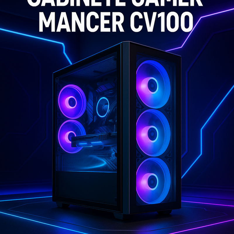 Uma imagem sobre Gabinete Gamer Mancer CV100 compacto para setups modernos