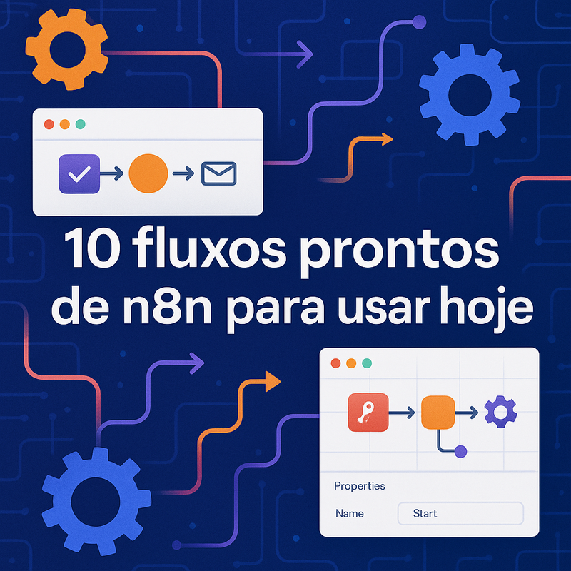 Uma imagem sobre 10 fluxos prontos de n8n para usar hoje mesmo