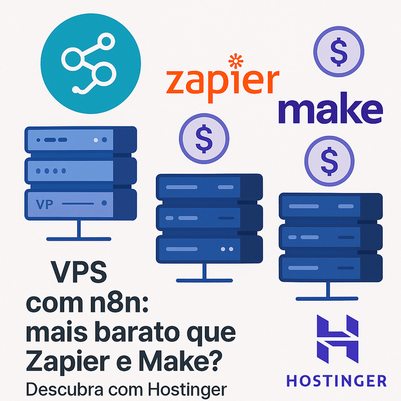 Uma imagem sobre VPS com n8n mais barato que Zapier e Make: Hostinger