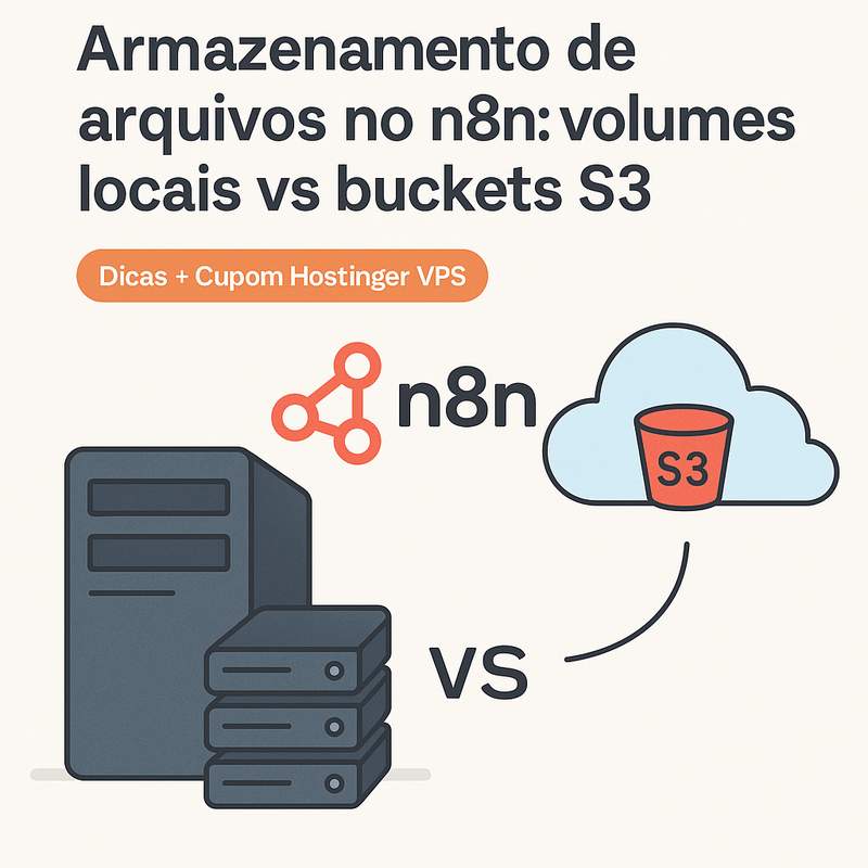 Uma imagem sobre Armazenamento no n8n: volumes locais ou buckets S3?