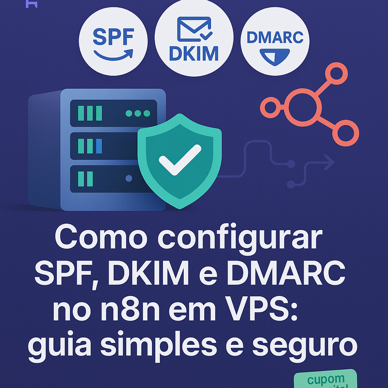 Uma imagem sobre SPF, DKIM e DMARC no n8n em VPS: Guia simples