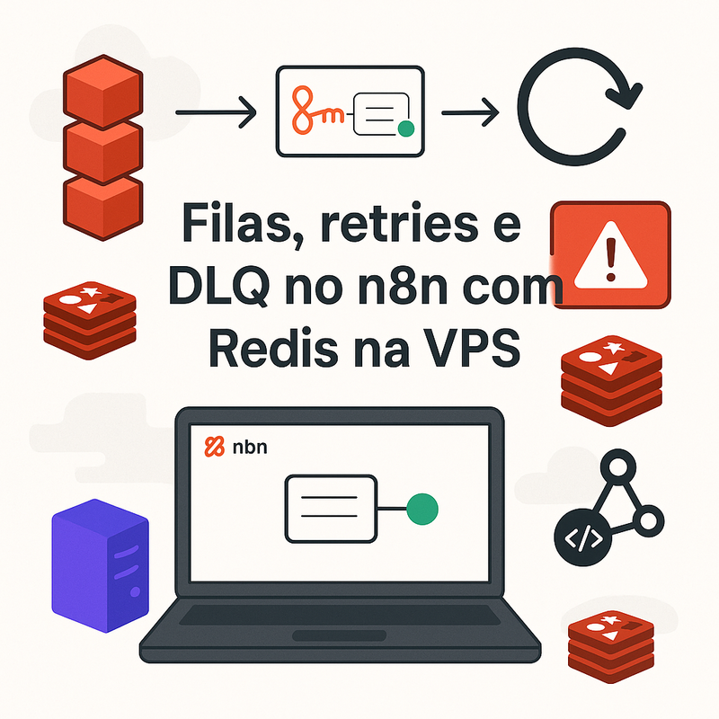 Uma imagem sobre Filas, retries e DLQ no n8n com Redis na VPS