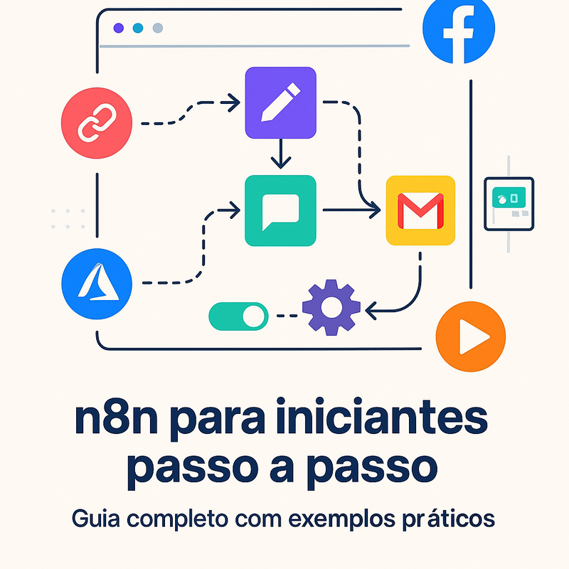Uma imagem sobre n8n para iniciantes passo a passo com exemplos práticos