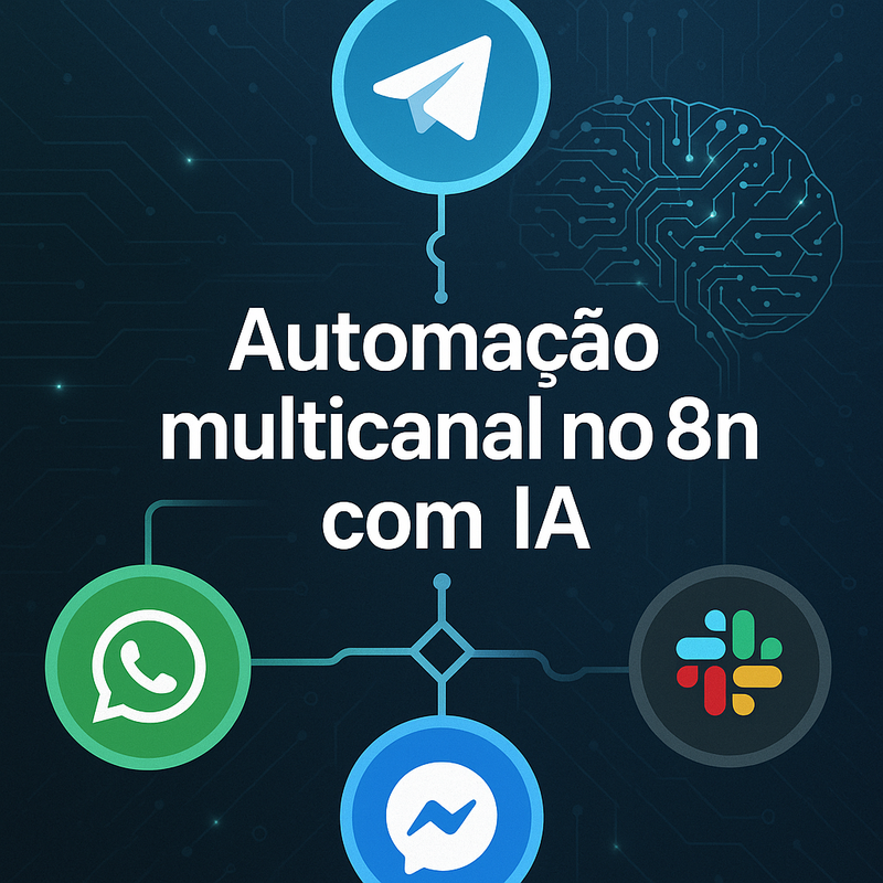 Uma imagem sobre Automação multicanal n8n WhatsApp Telegram Slack IA