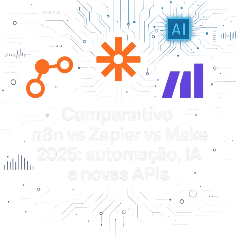 Uma imagem sobre Comparativo n8n, Zapier e Make 2025: automação com IA