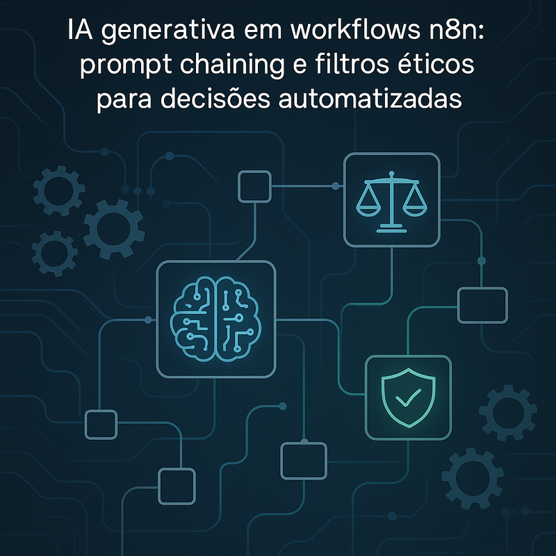 Uma imagem sobre IA generativa em workflows n8n: prompt chaining e ética