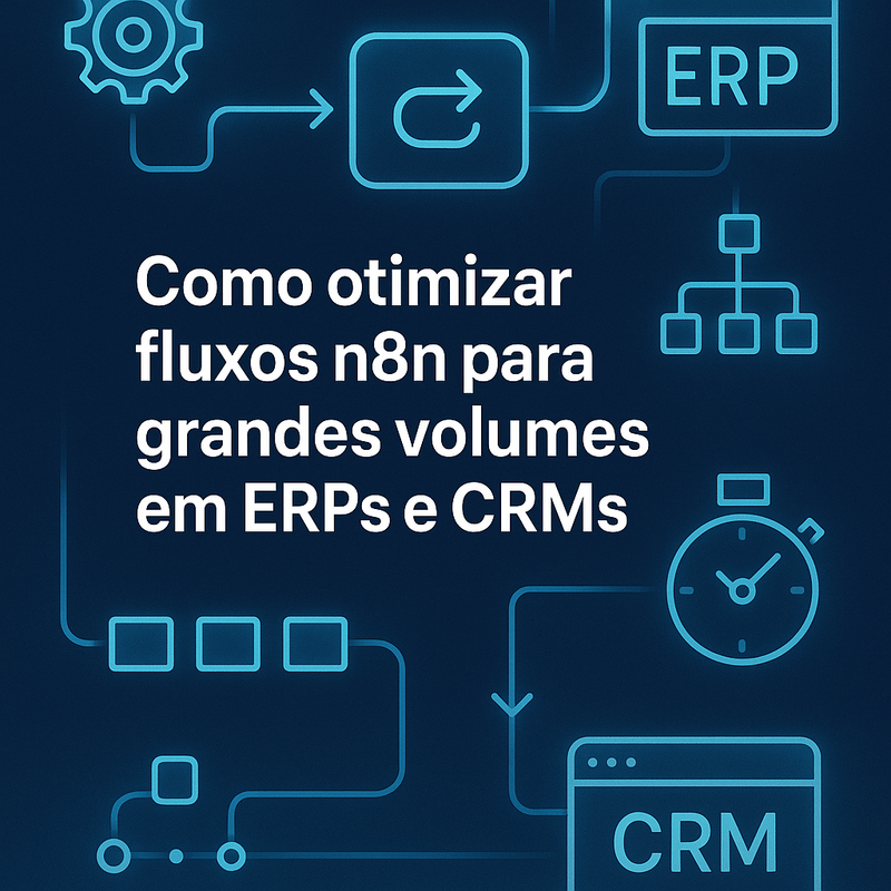 Uma imagem sobre Otimizar fluxos n8n grandes volumes ERPs CRMs