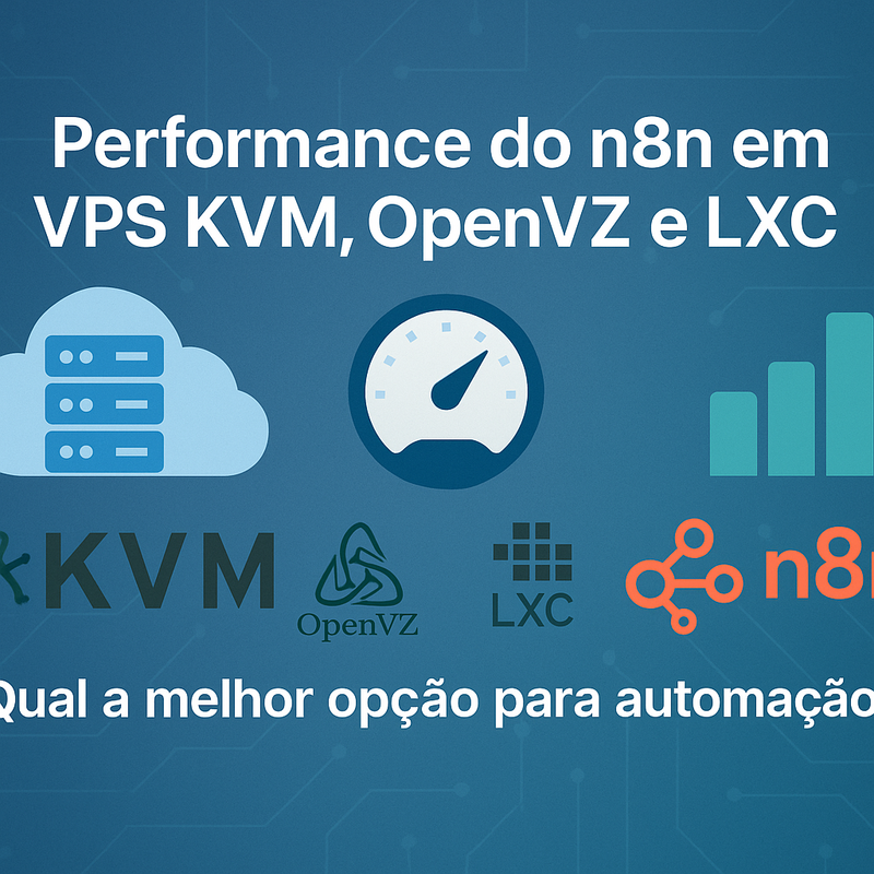 Uma imagem sobre Performance do n8n em VPS KVM, OpenVZ e LXC