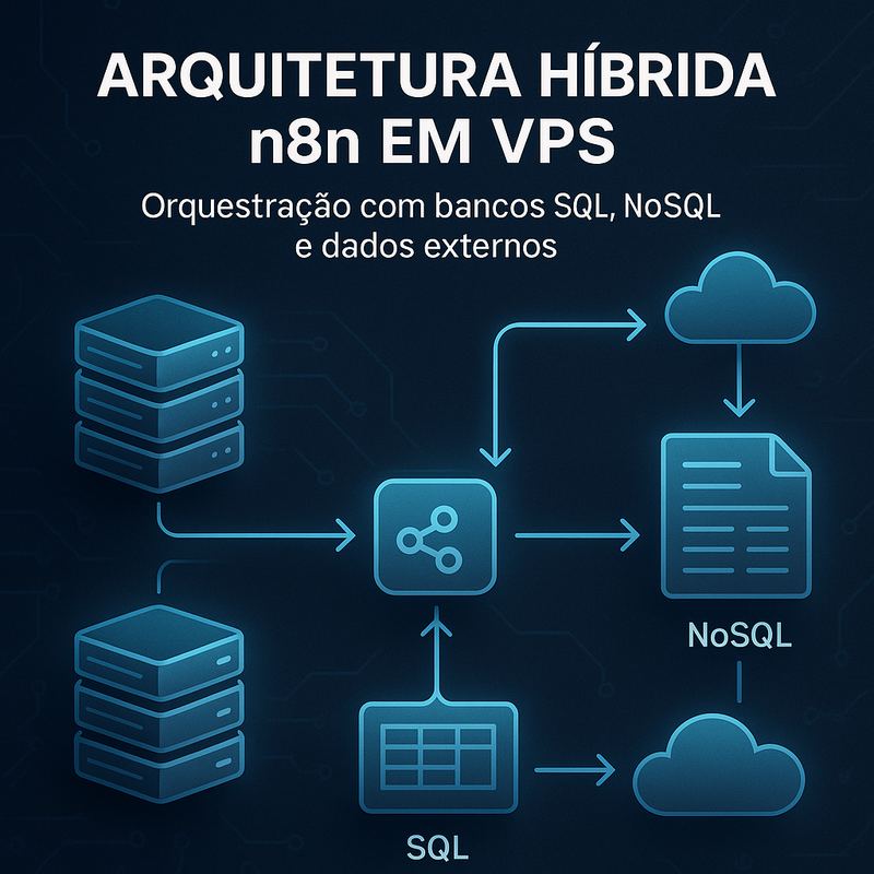 Arquitetura híbrida n8n em VPS: orquestração com bancos SQL, NoSQL e dados externos