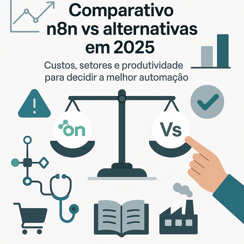 Comparativo n8n vs alternativas em 2025: setores, custos e produtividade