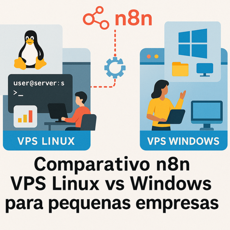 Comparativo n8n VPS Linux vs Windows para pequenas empresas