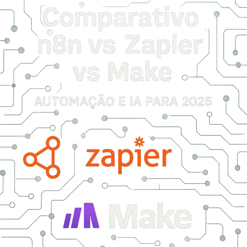 Uma imagem sobre Comparativo n8n vs Zapier vs Make automação IA 2025