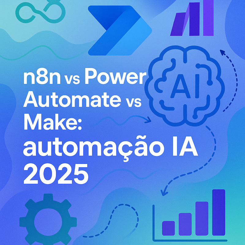 Uma imagem sobre n8n vs Power Automate vs Make: Automação IA em 2025