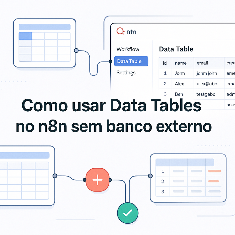 Uma imagem sobre Data Tables no n8n sem banco externo