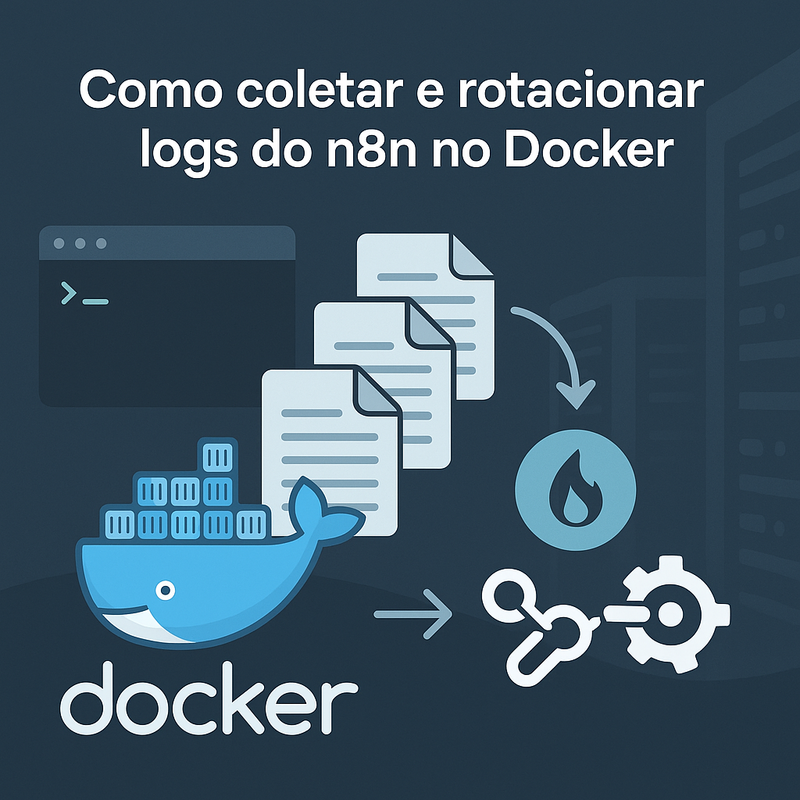 Uma imagem sobre como coletar e rotacionar logs do n8n no Docker