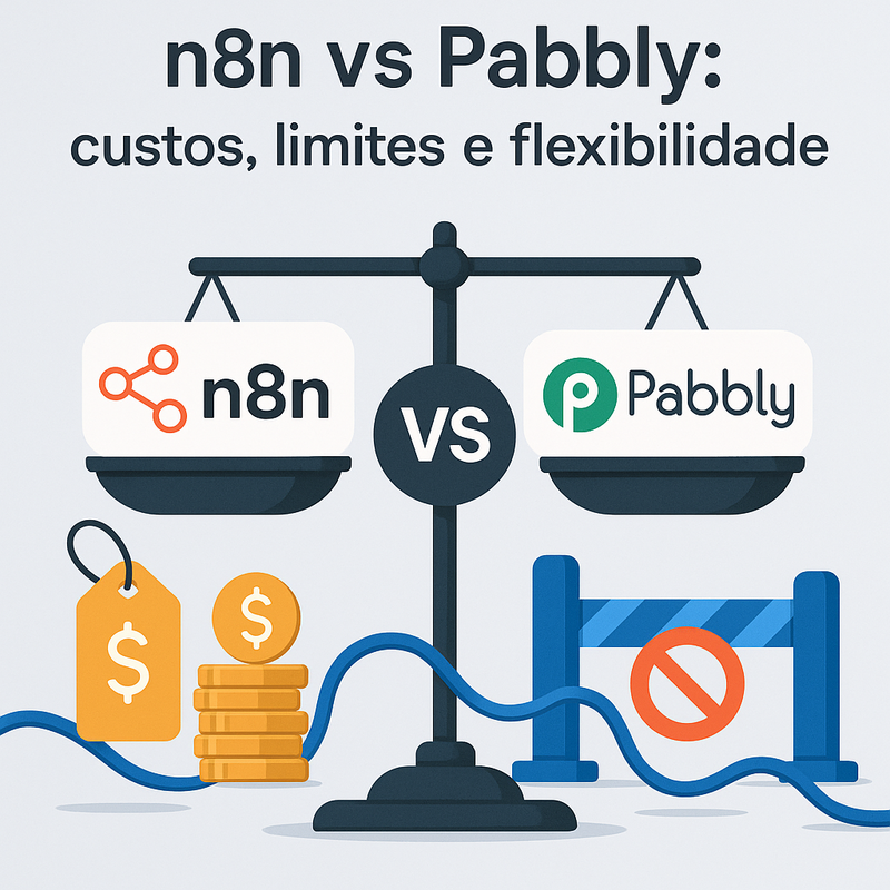 Uma imagem sobre n8n vs Pabbly: custos, limites e flexibilidade