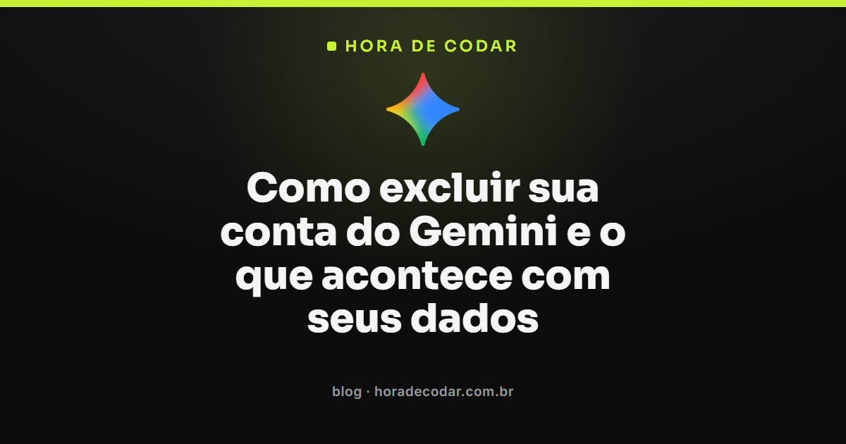 Tela de configurações mostrando como excluir conta Gemini e gerenciar dados no Google