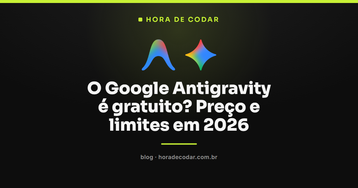 Tela do Google Antigravity mostrando se é gratuito, limites de uso semanal e opções de planos pagos