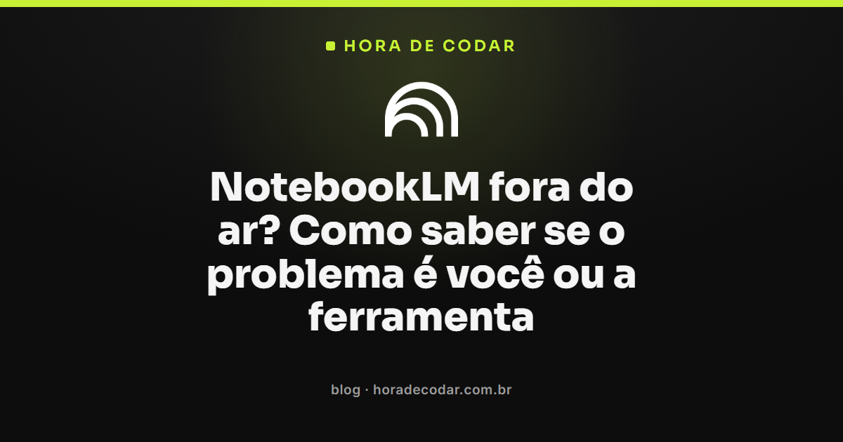 Tela do NotebookLM fora do ar com painel de status do Google Workspace aberto ao lado