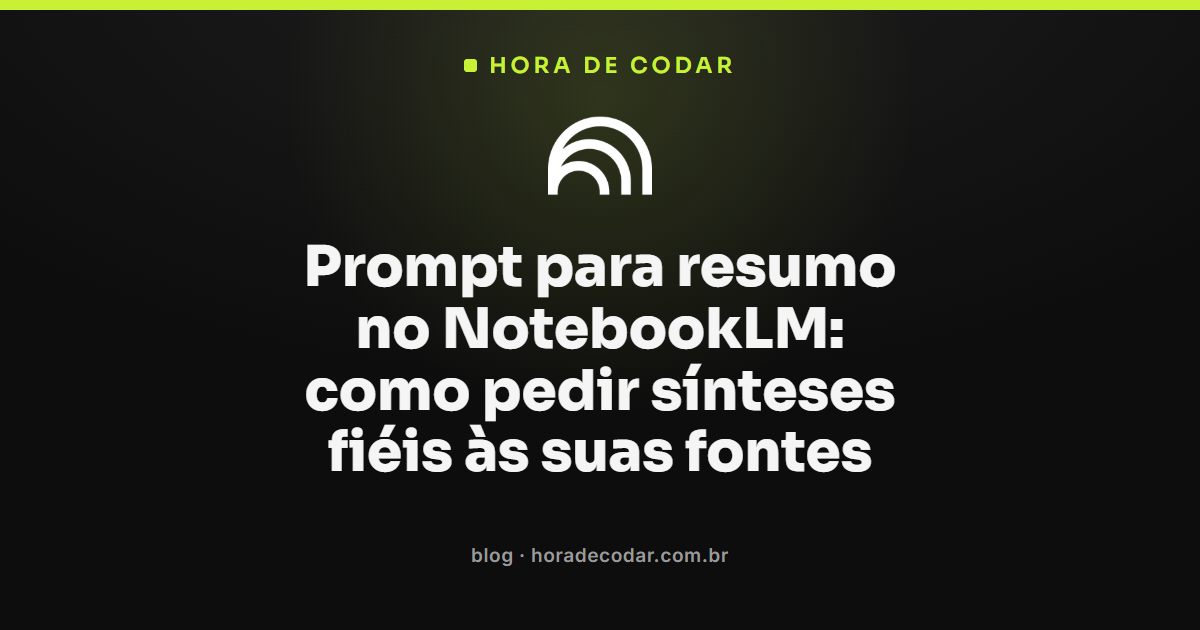tela do NotebookLM com prompt para resumo e citações das fontes carregadas