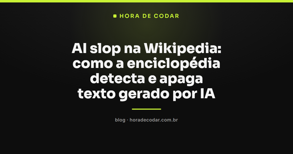 página da Wikipedia sinalizada como AI slop pelo critério G15