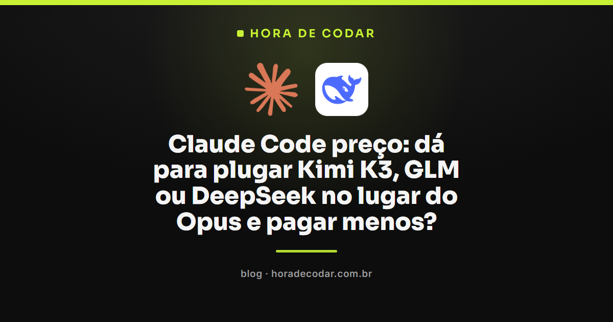 Claude Code preço comparado entre Opus, Kimi K3, GLM e DeepSeek