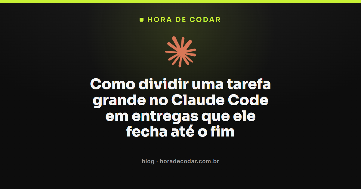 tarefa grande no Claude Code dividida em entregas menores com plano por fase
