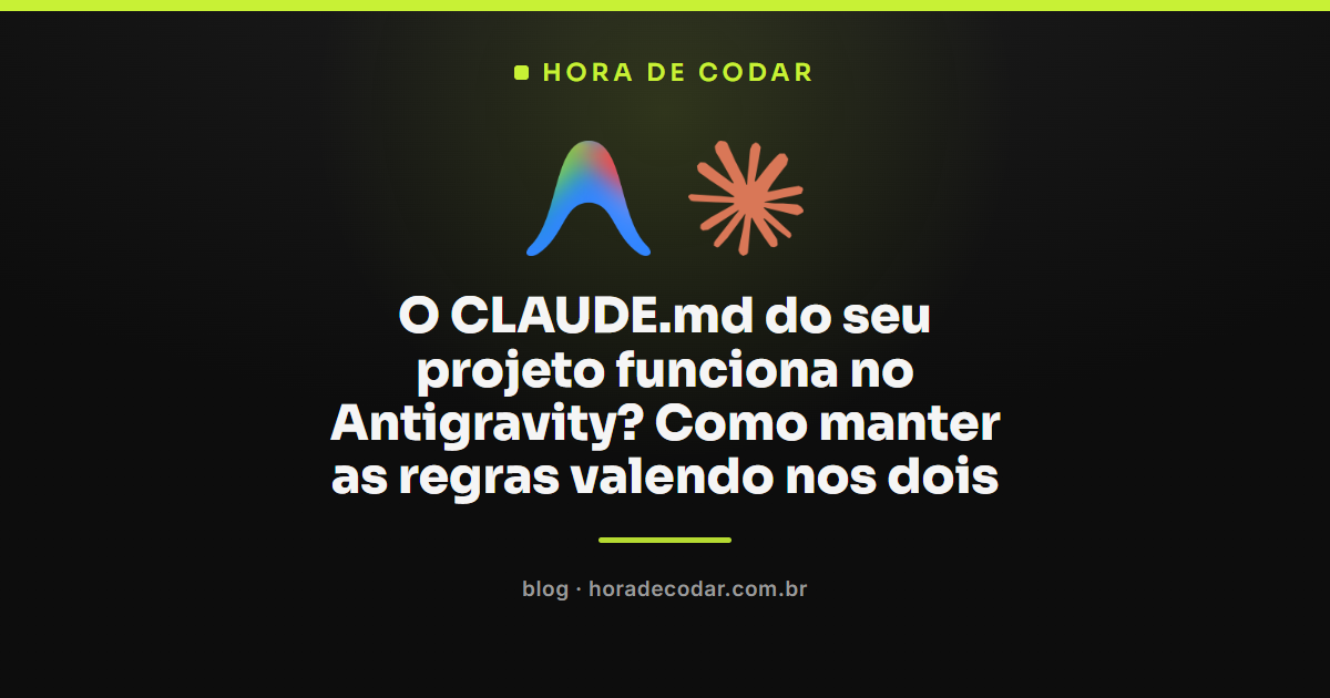 CLAUDE.md no Antigravity e AGENTS.md unificando as regras do projeto nos dois editores