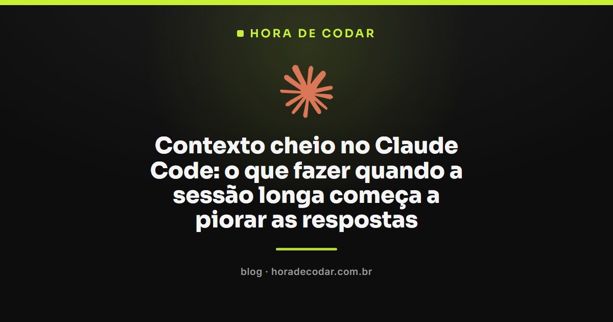 tela do Claude Code mostrando aviso de contexto cheio na sessão longa