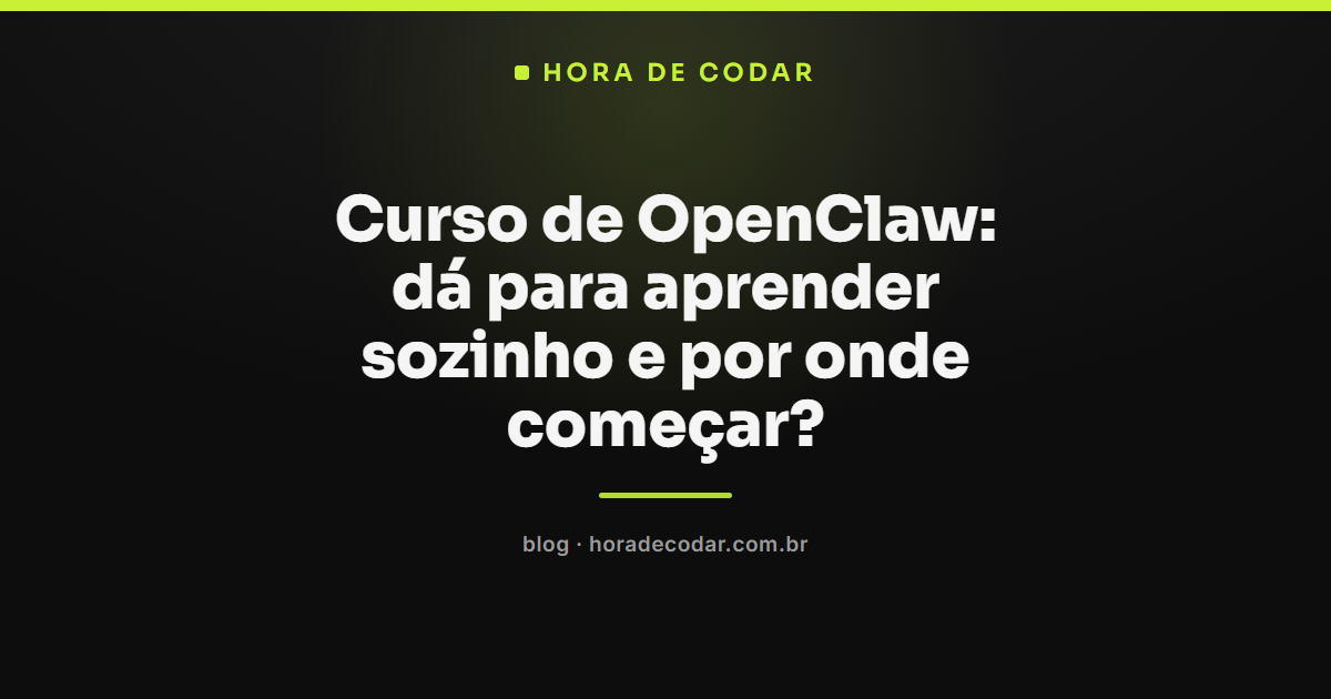 curso de OpenClaw sozinho: passo a passo da instalação até a segurança