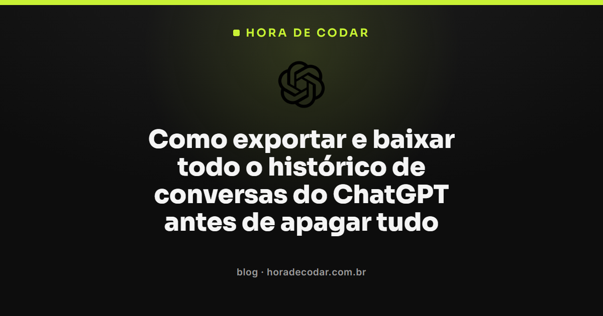 tela de exportação de histórico do ChatGPT nas configurações de dados