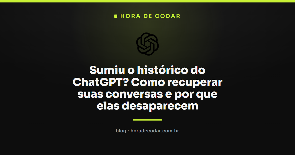 tela do ChatGPT mostrando histórico de conversas sumido da barra lateral