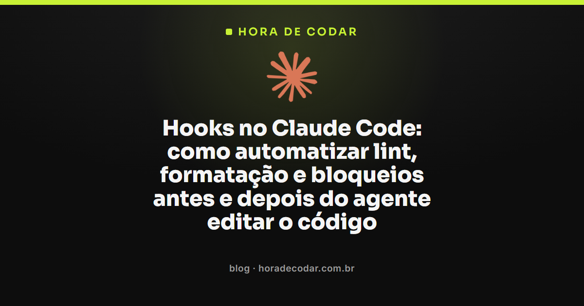 hooks no Claude Code automatizando lint e formatação antes e depois da edição do agente