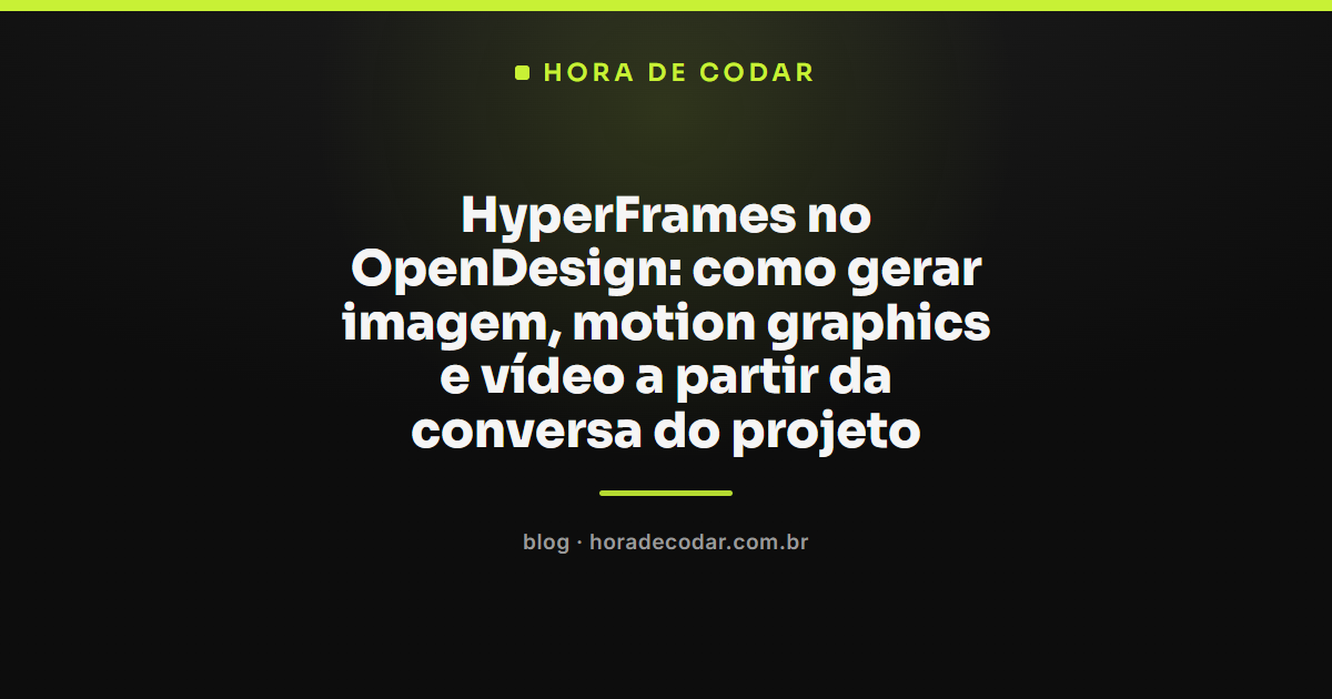 HyperFrames no OpenDesign gerando imagem, motion graphics e vídeo a partir da conversa do projeto
