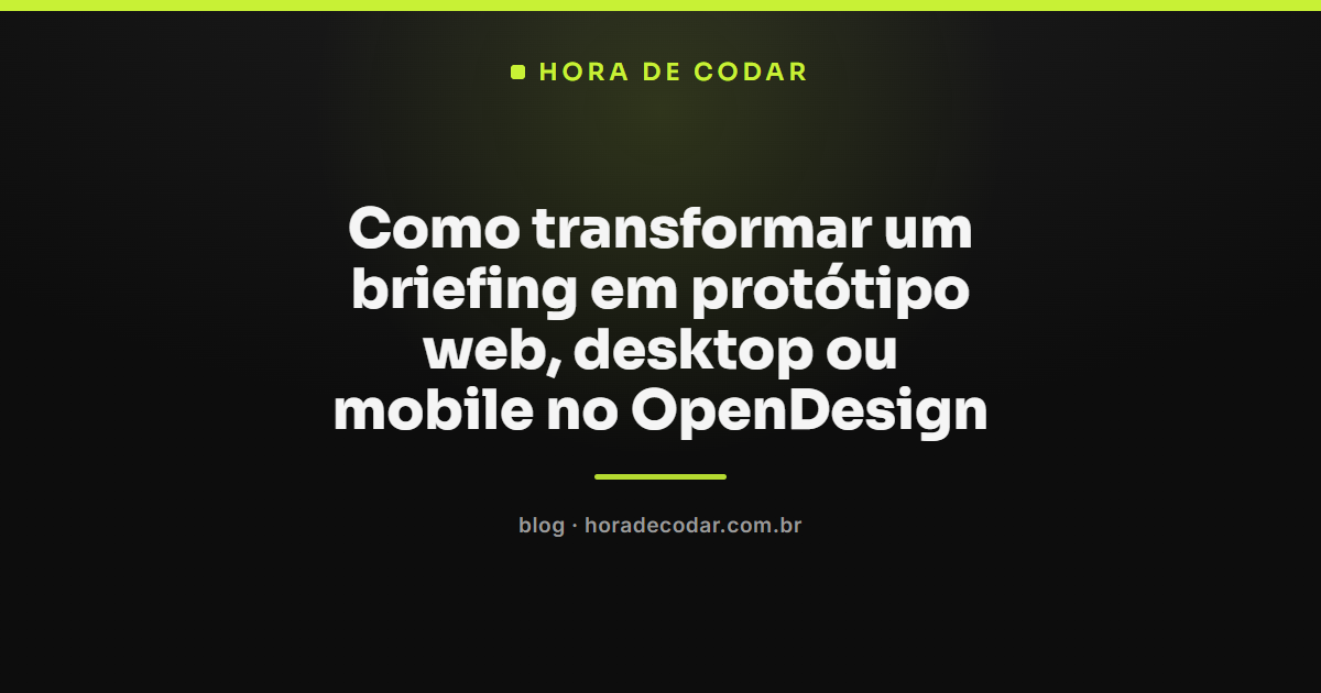 protótipo no OpenDesign gerado a partir de um briefing, com telas web, desktop e mobile