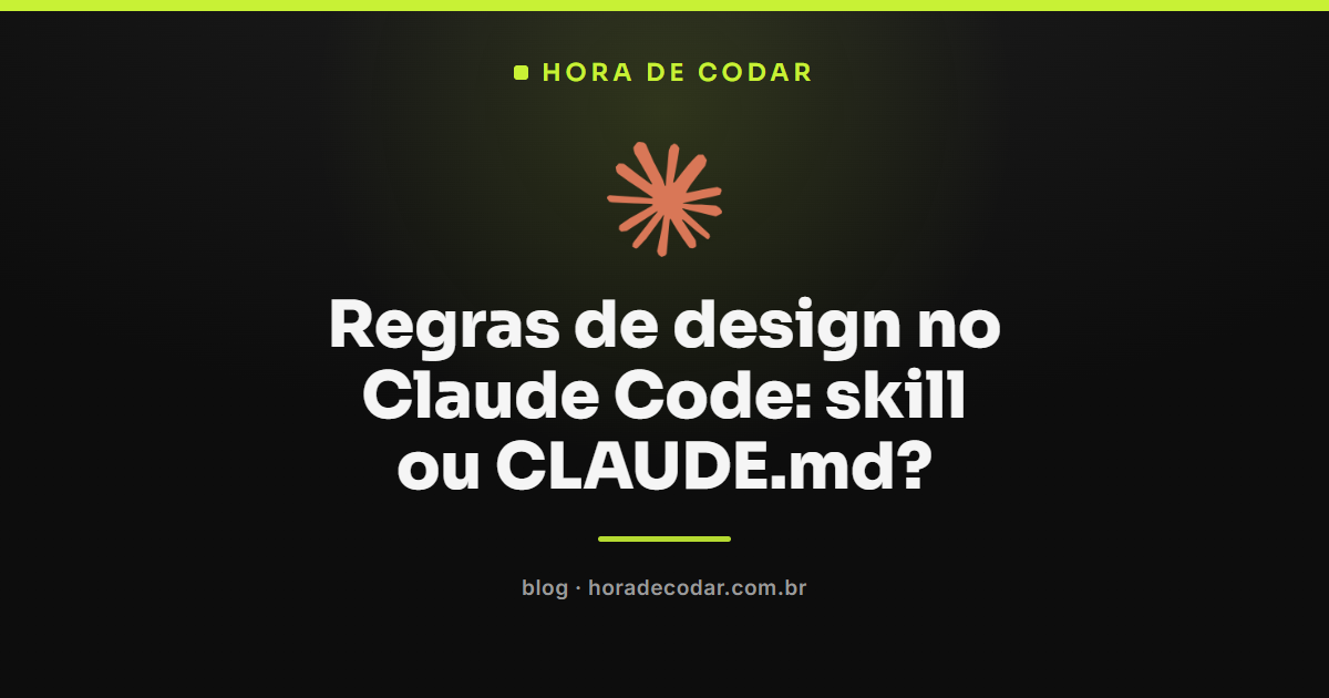 regras de design no Claude Code distribuídas entre CLAUDE.md, skill e regra por caminho