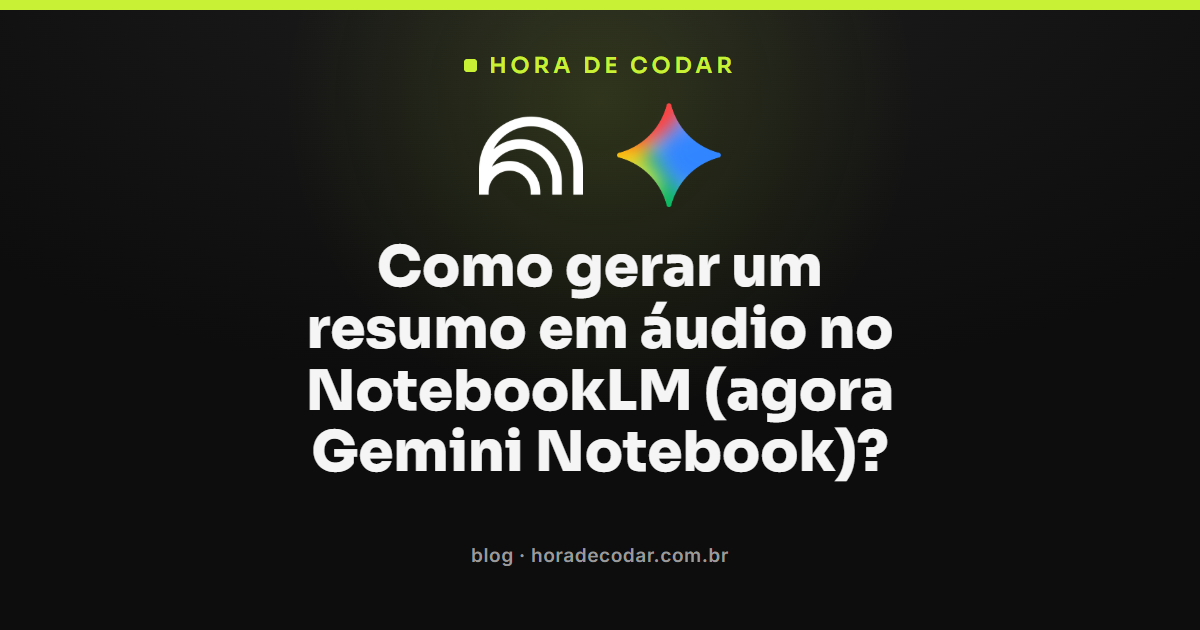 tela do NotebookLM mostrando a opção de gerar resumo em áudio no Estúdio