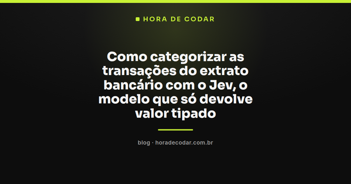 Fluxo para categorizar transações com o Jev usando lista de categorias e resposta tipada