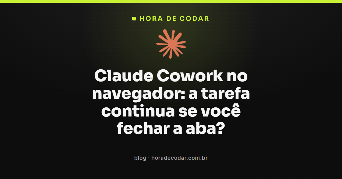 tela do Claude Cowork executando uma tarefa em segundo plano no navegador