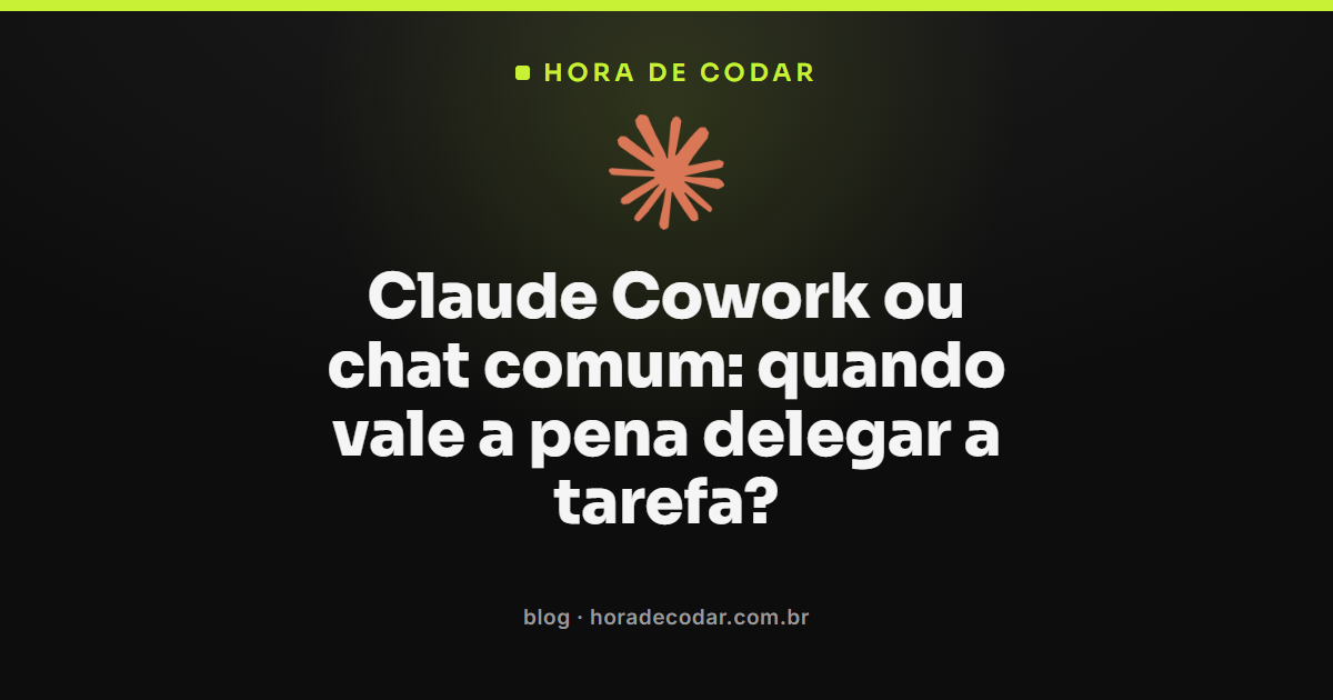 comparação entre Claude Cowork ou chat comum para decidir quando delegar uma tarefa