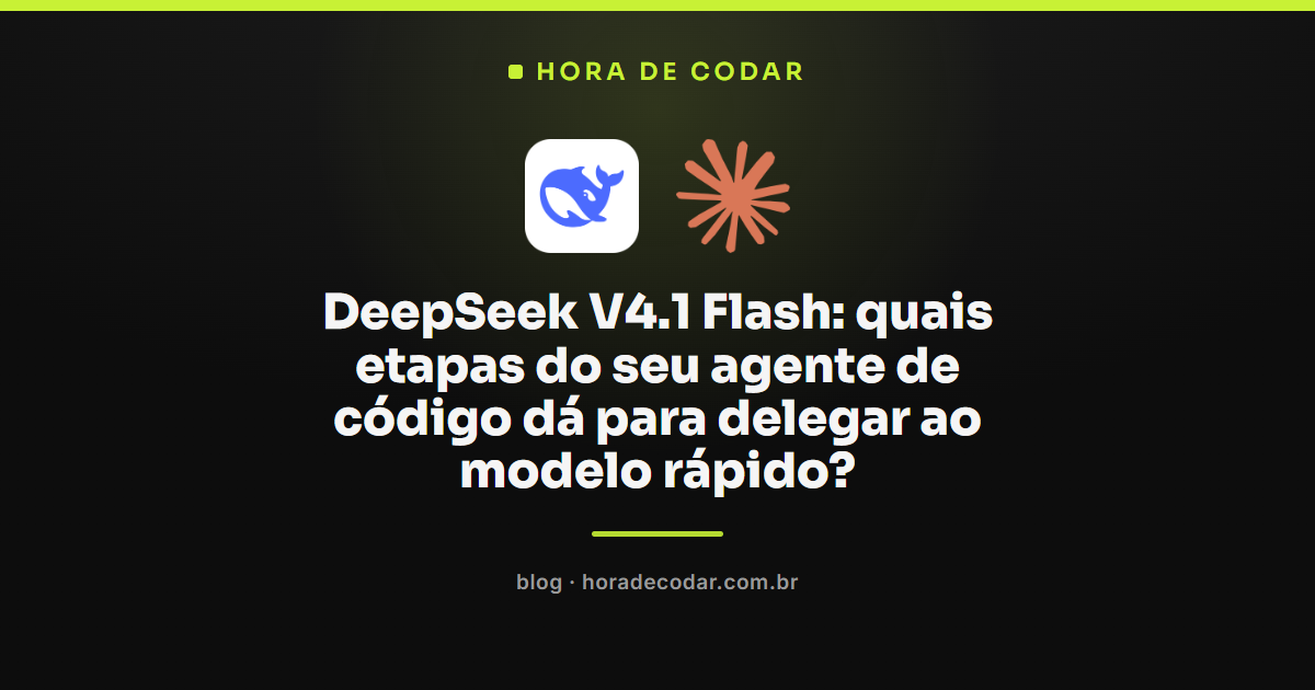 fluxo de agente de código dividindo tarefas entre DeepSeek V4.1 Flash e o modelo principal no Claude Code