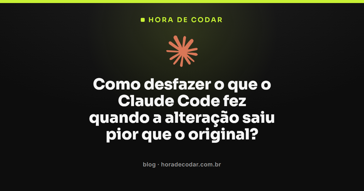 Terminal mostrando comando para desfazer alterações do Claude Code usando o menu de checkpoints