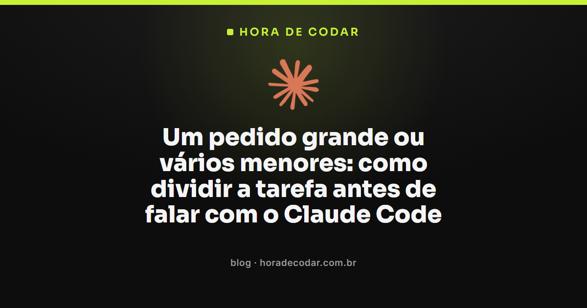 Fluxograma mostrando como dividir tarefas no Claude Code antes de enviar o pedido
