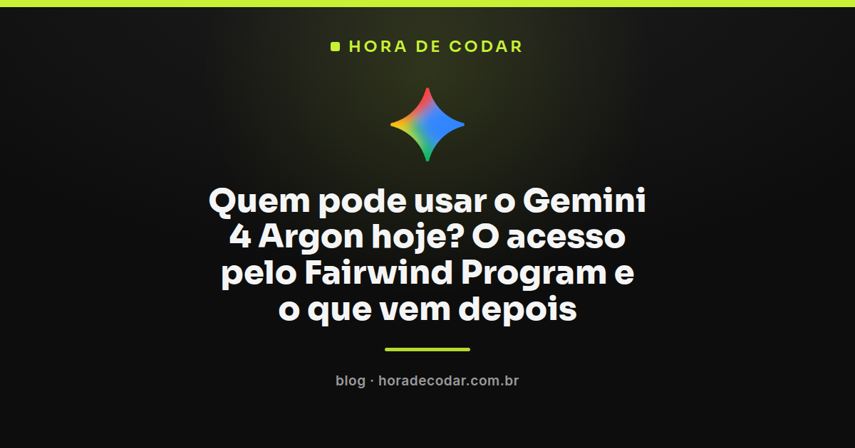 linha do tempo de acesso ao Gemini 4 Argon pelo Fairwind Program