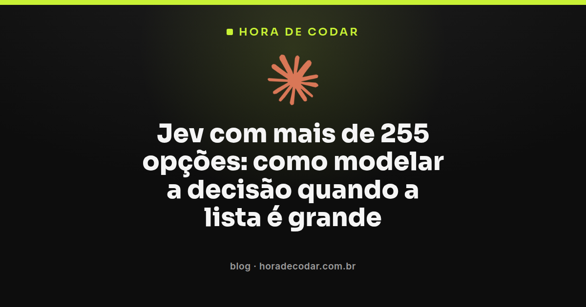 diagrama mostrando como o Jev lida com mais de 255 opções em duas passadas de decisão