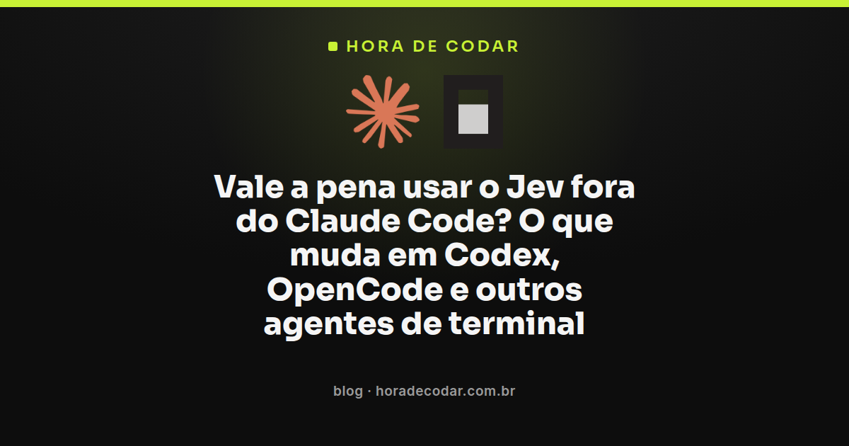 Diagrama mostrando o uso do Jev fora do Claude Code em agentes de terminal como Codex e OpenCode