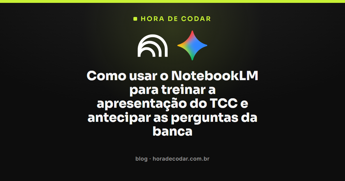 interface do NotebookLM usada para treinar a apresentação do TCC e antecipar a banca