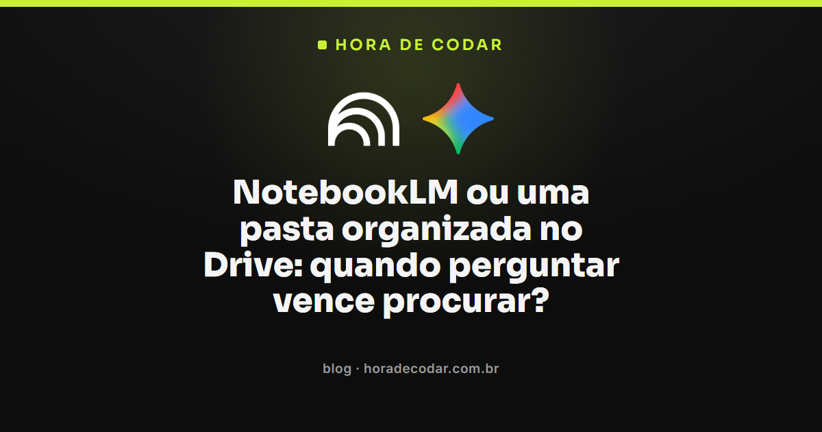 comparação entre NotebookLM vs Google Drive mostrando busca por arquivo e resposta com citações de fontes