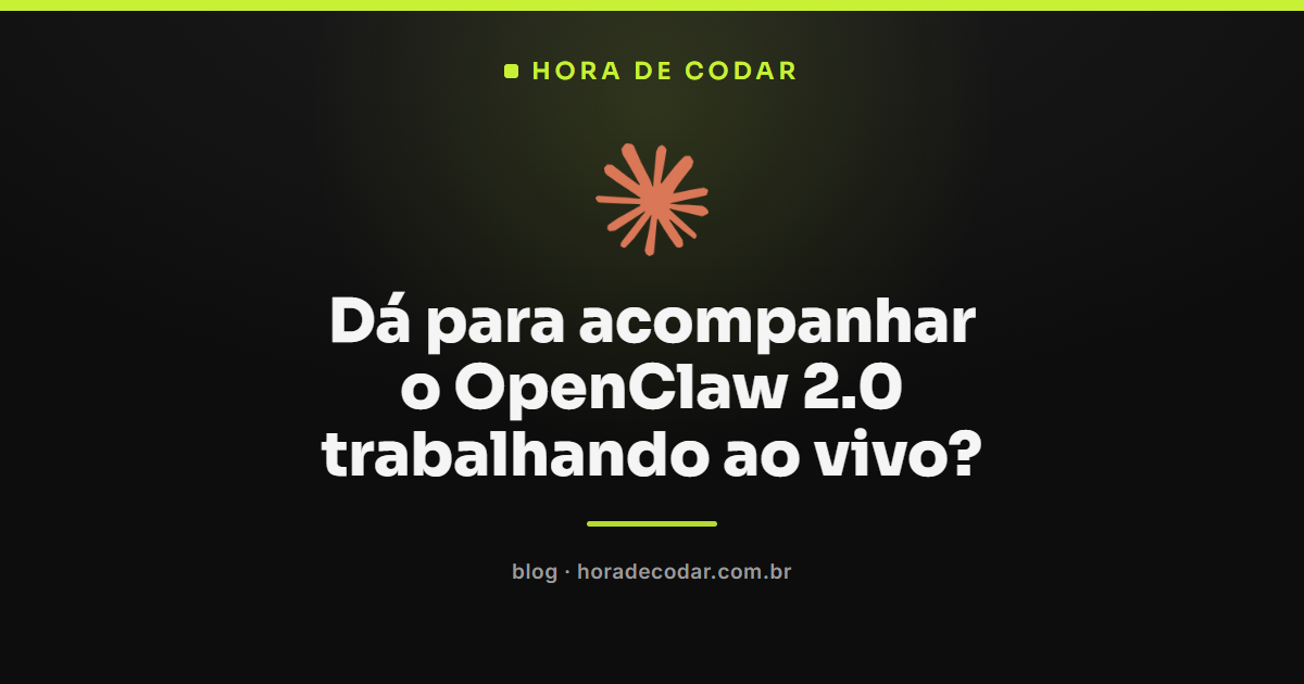 Control UI do OpenClaw 2.0 mostrando a session rail com atividade do agente ao vivo