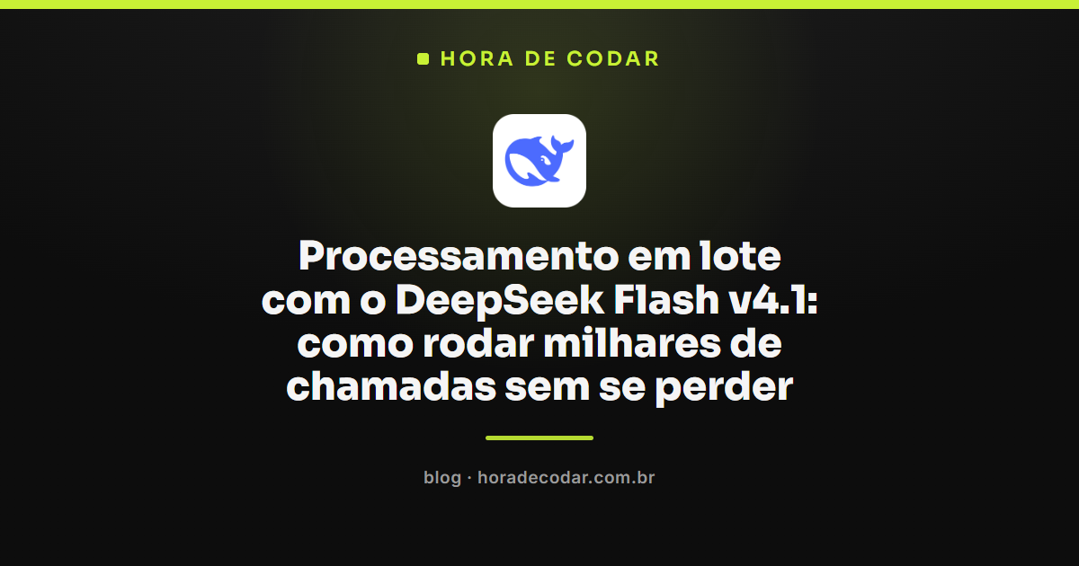 fluxo de processamento em lote com DeepSeek Flash v4.1 organizando fila de chamadas por ID